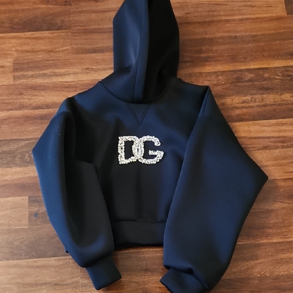 Dolce & Gabbana Black Sweater with Glittering Logo